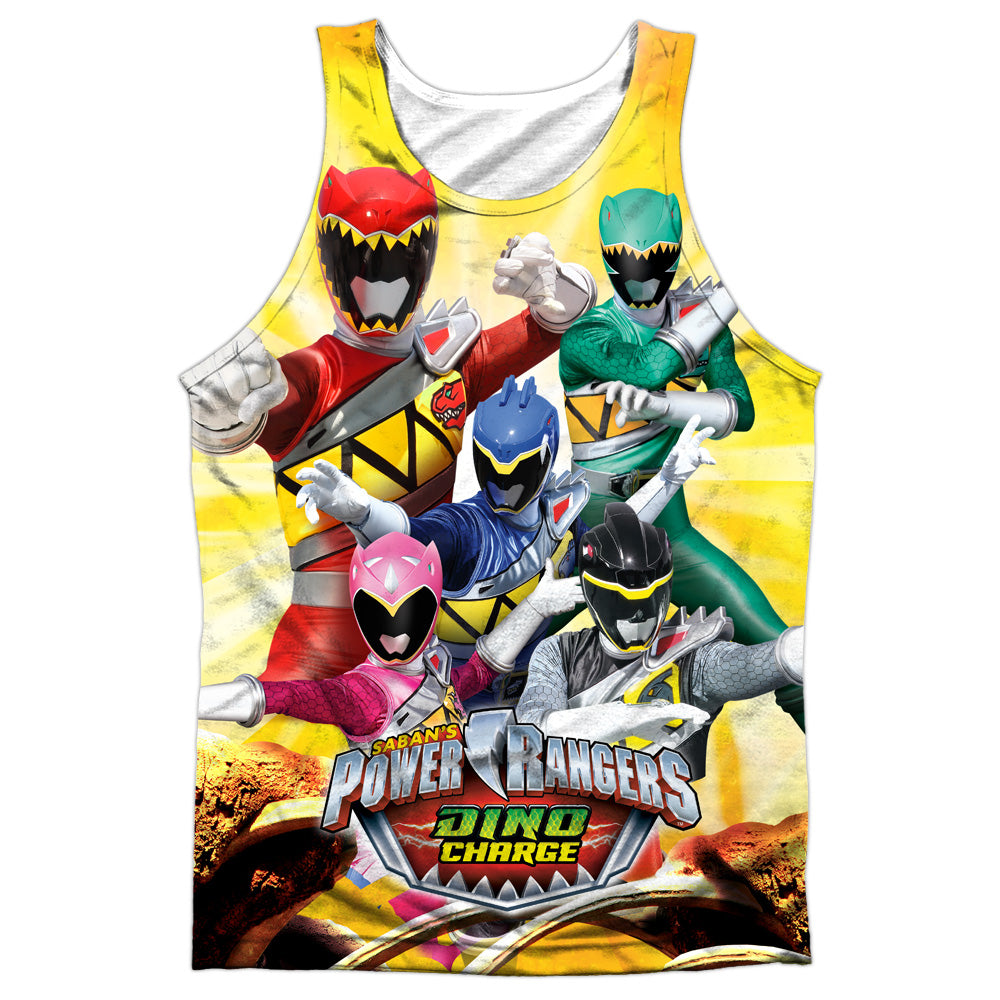 Power Rangers - Charged For Battle - Adult 100% Poly Tank Top - White