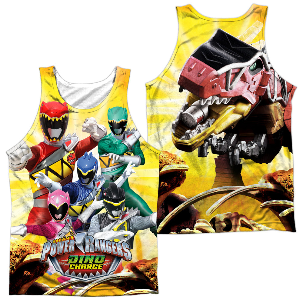 Power Rangers - Charged For Battle (Front/back Print) - Adult 100% Poly Tank Top - White