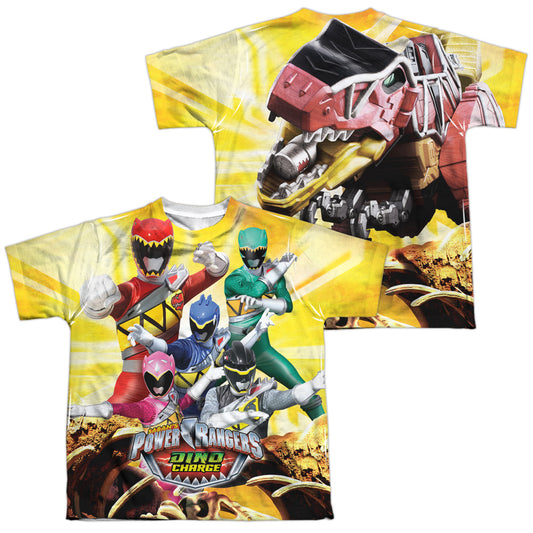 Power Rangers - Charged For Battle (Front/back Print) - Short Sleeve Youth Poly Crew - White T-shirt