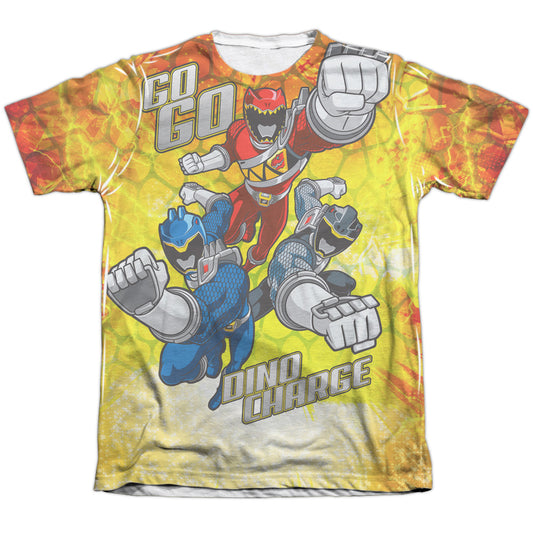 Power Rangers - Go Go Dino Charge - Adult Poly/cotton Short Sleeve Tee - White T-shirt