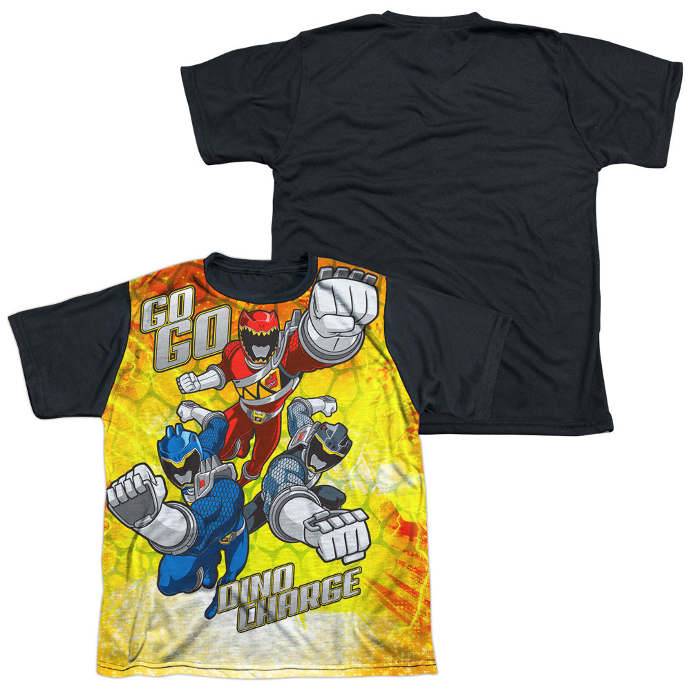 Power Rangers - Go Go Dino Charge - Short Sleeve Youth White Front Black Back   - White T-shirt