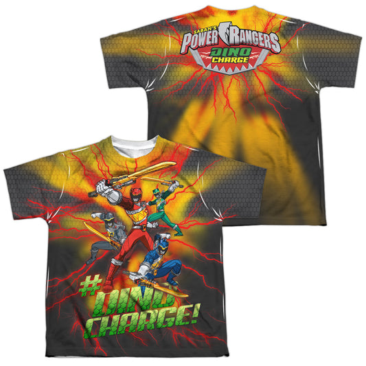 Power Rangers - Hashtag (Front/back Print) - Short Sleeve Youth Poly Crew - White T-shirt