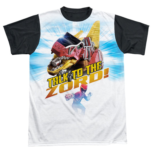 Power Rangers - Talk To Zord - Short Sleeve Adult White Front Black Back   - White T-shirt