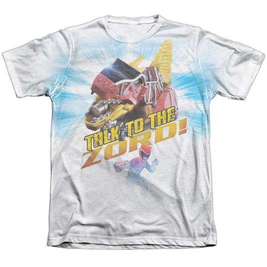 Power Rangers - Talk To Zord - Adult Poly/cotton Short Sleeve Tee - White T-shirt