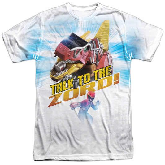 Power Rangers - Talk To Zord - Short Sleeve Adult Poly Crew - White T-shirt