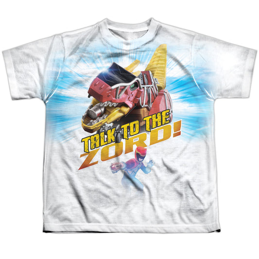 Power Rangers - Talk To Zord - Short Sleeve Youth Poly Crew - White T-shirt