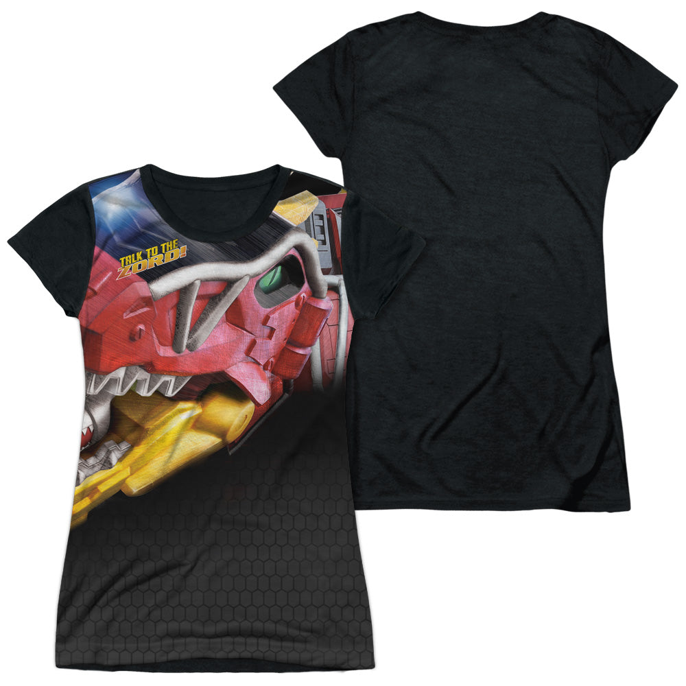 Power Rangers - Big Zord - Short Sleeve Junior Poly Black Back - White T-shirt