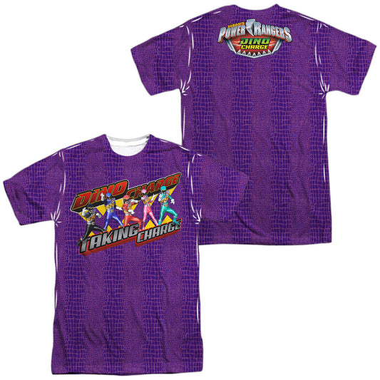 Power Rangers - Taking Charge (Front/back Print) - Short Sleeve Adult Poly Crew - White T-shirt