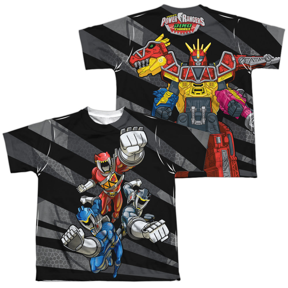 Power Rangers - Lets Bolt (Front/back Print) - Short Sleeve Youth Poly Crew - White T-shirt