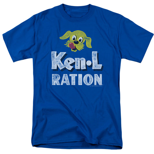 Ken L Ration - Distressed Logo - Short Sleeve Adult 18/1 - Royal Blue T-shirt