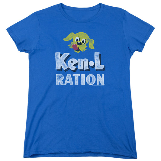 Ken L Ration - Distressed Logo - Short Sleeve Womens Tee - Royal Blue T-shirt