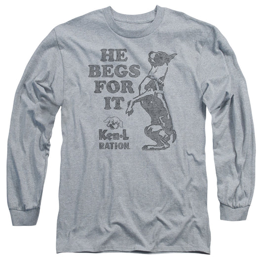 Ken L Ration - Begs - Long Sleeve Adult 18/1 - Athletic Heather T-shirt