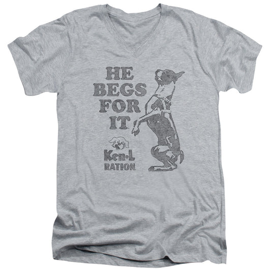 Ken L Ration - Begs - Short Sleeve Adult V-neck 30/1 - Athletic Heather T-shirt