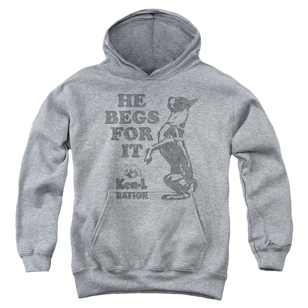 Ken L Ration - Begs - Youth Pull-over Hoodie - Heather