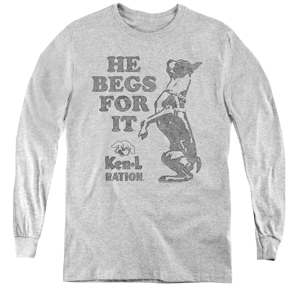 Ken L Ration - Begs - Youth Long Sleeve Tee - Athletic Heather