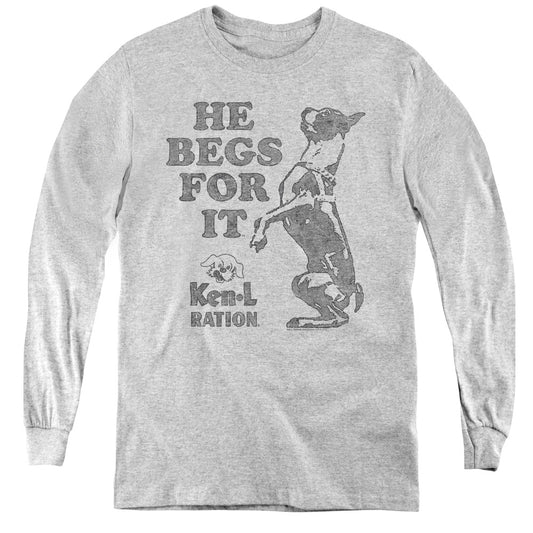 Ken L Ration - Begs - Youth Long Sleeve Tee - Athletic Heather