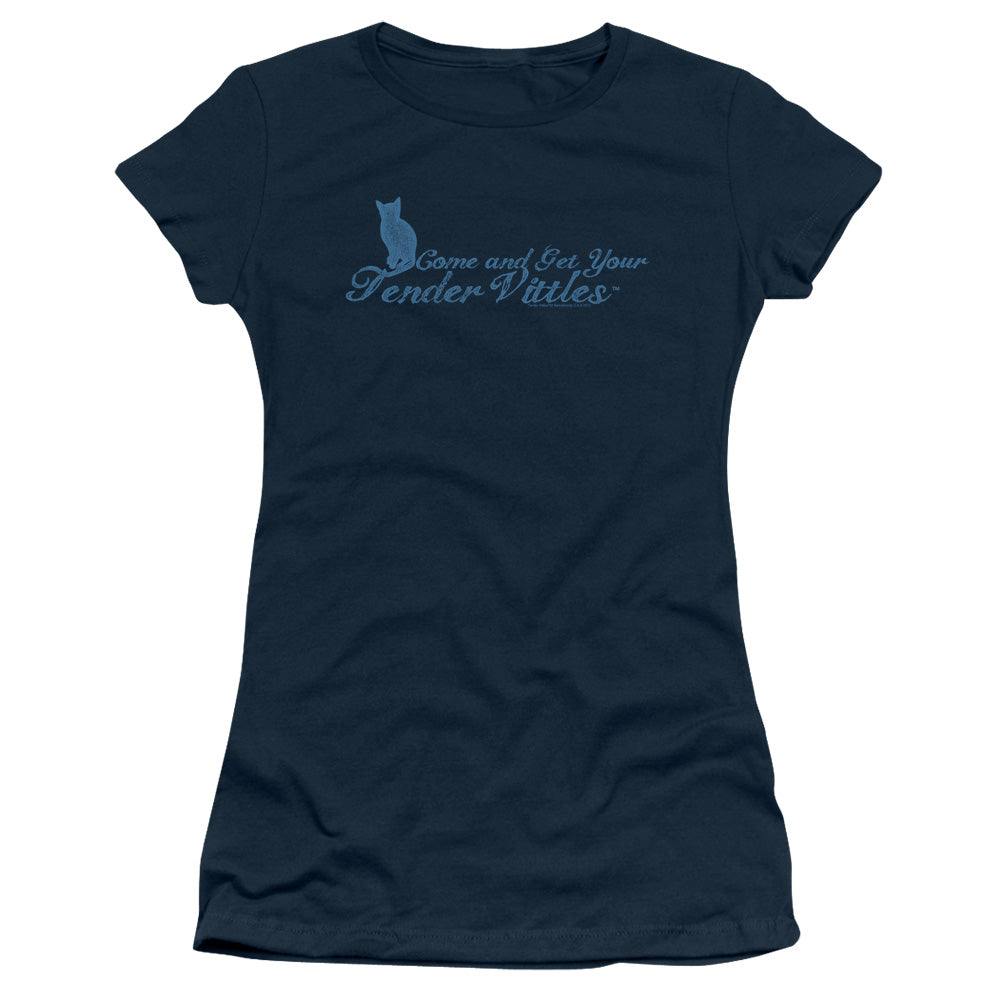 Tender Vittles - Come And Get Em - Short Sleeve Junior Sheer - Navy T-shirt