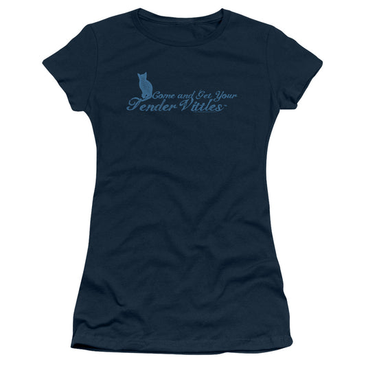 Tender Vittles - Come And Get Em - Short Sleeve Junior Sheer - Navy T-shirt