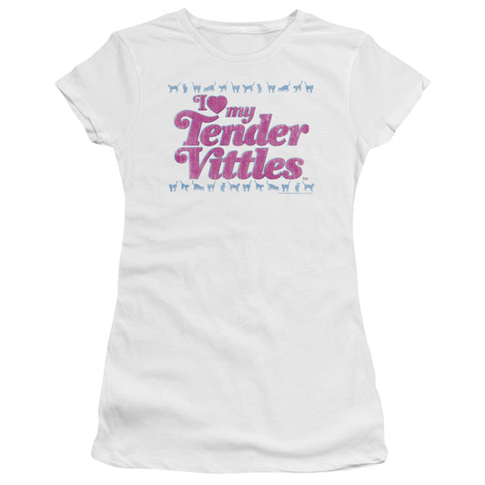 Tender Vittles - Love - Short Sleeve Junior Sheer - White T-shirt
