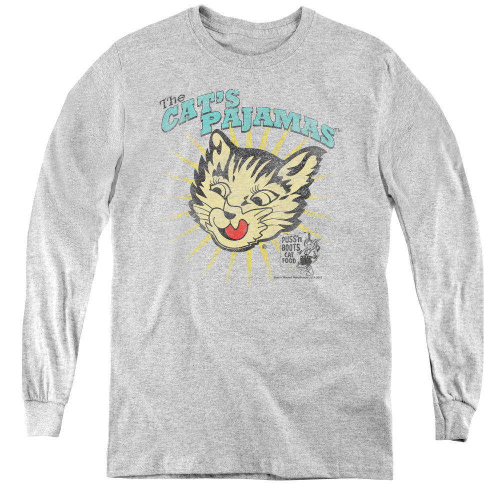 Puss N Boots - Cats Pajamas - Youth Long Sleeve Tee - Athletic Heather