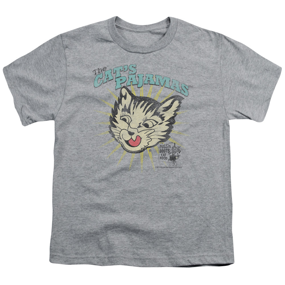 Puss N Boots - Cats Pajamas - Short Sleeve Youth 18/1 - Athletic Heather T-shirt