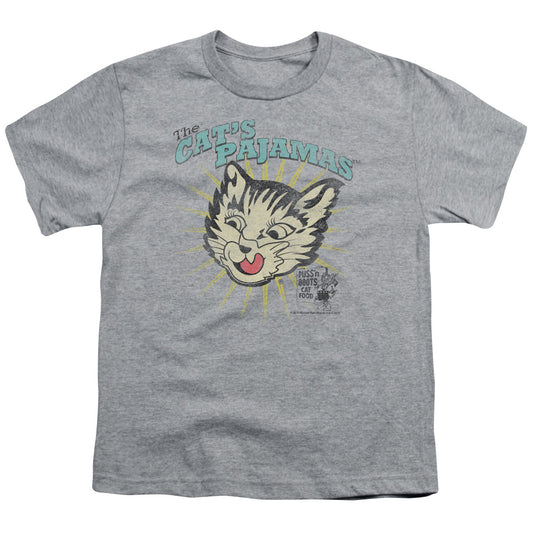 Puss N Boots - Cats Pajamas - Short Sleeve Youth 18/1 - Athletic Heather T-shirt