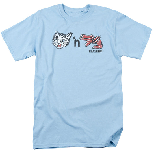 Puss N Boots - Rebus Logo - Short Sleeve Adult 18/1 - Light Blue T-shirt