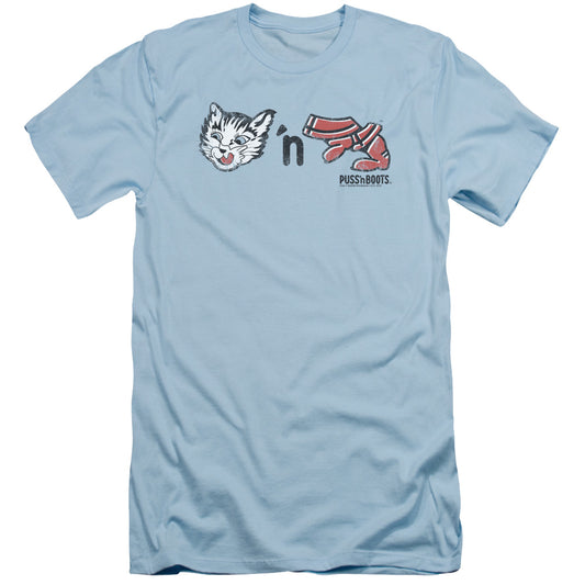 Puss N Boots - Rebus Logo - Short Sleeve Adult 30/1 - Light Blue T-shirt