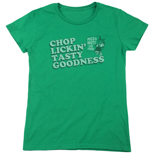PUSS N BOOTS CHOP LICKIN TASTY GOODNESS-S/S WOMENS T-Shirt