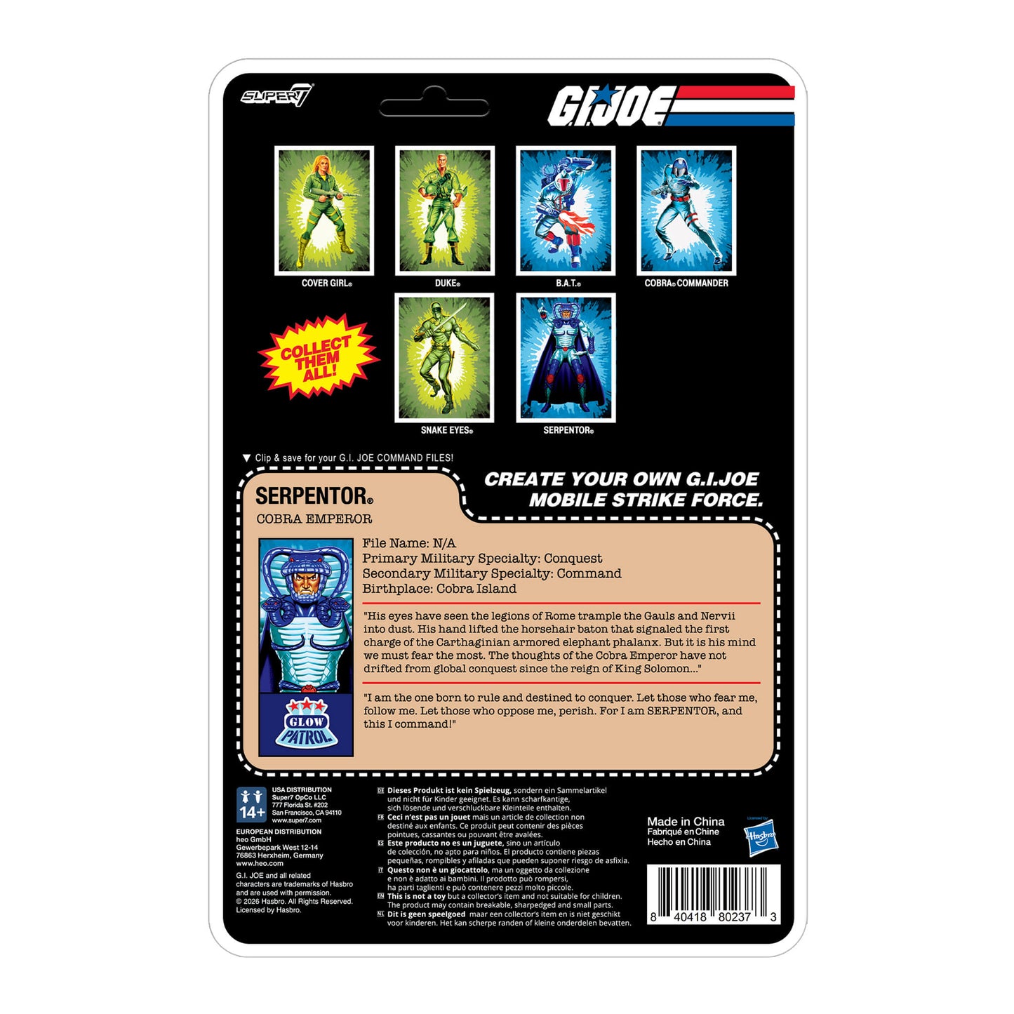 G.I. Joe ReAction+ Figures - 3 PK - Cobra (Glow Patrol - Blue)