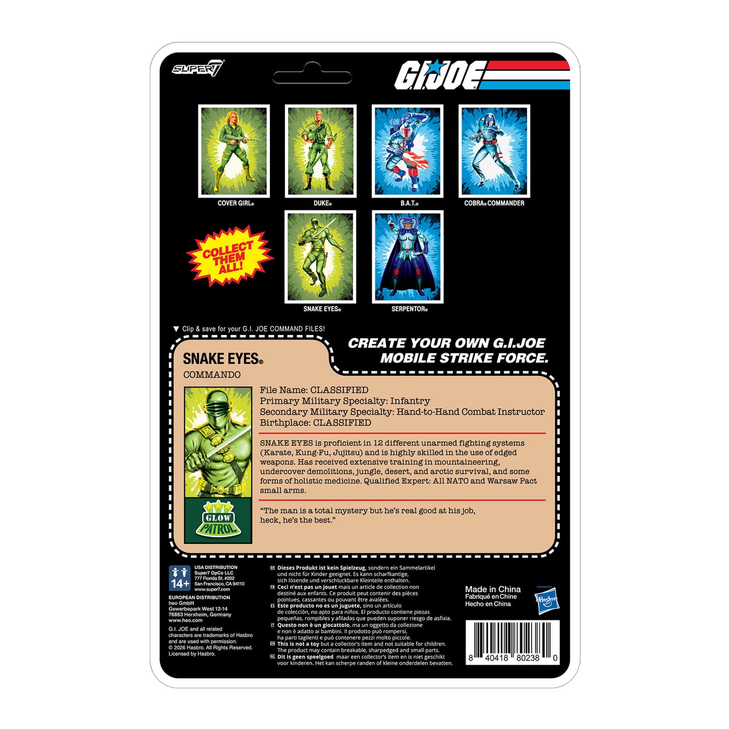 G.I. Joe ReAction+ Figures - 3 PK - Joe (Glow Patrol - Green)