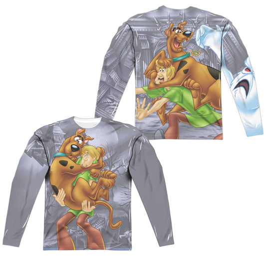 Scooby Doo - Scooby And Shaggy (Front/back Print) - Long Sleeve Adult Poly Crew  - White T-shirt