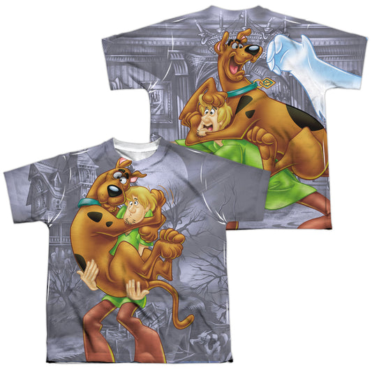 Scooby Doo - Scooby And Shaggy (Front/back Print) - Short Sleeve Youth Poly Crew - White T-shirt