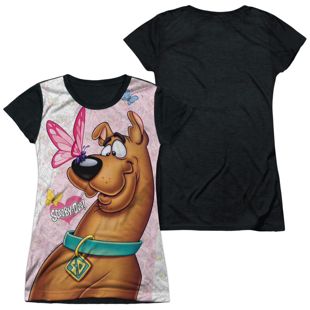 Scooby Doo - Butterfly - Short Sleeve Junior Poly Black Back - White T-shirt