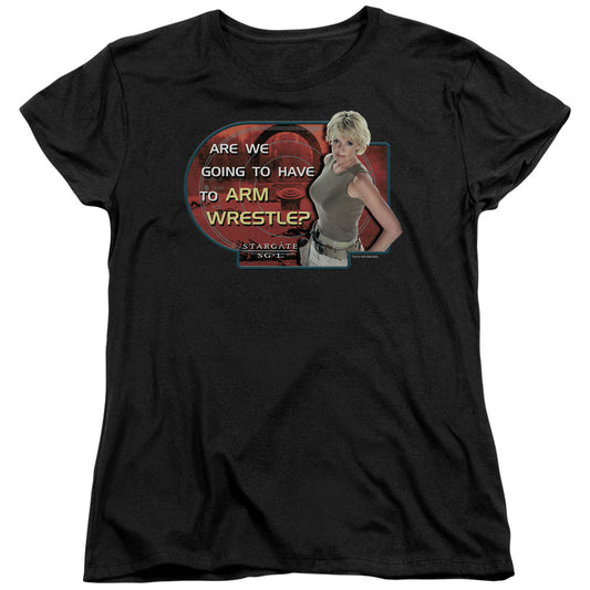 Sg1 - Arm Wrestle - Short Sleeve Womens Tee - Black T-shirt