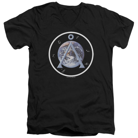 Sg1 - Earth Emblem - Short Sleeve Adult V-neck - Black T-shirt