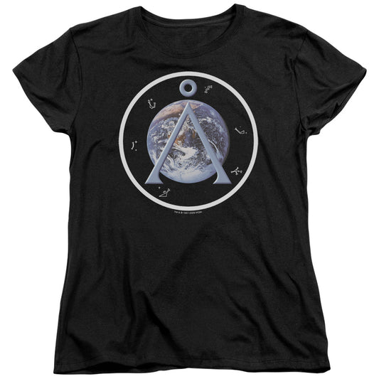 Sg1 - Earth Emblem - Short Sleeve Womens Tee - Black T-shirt