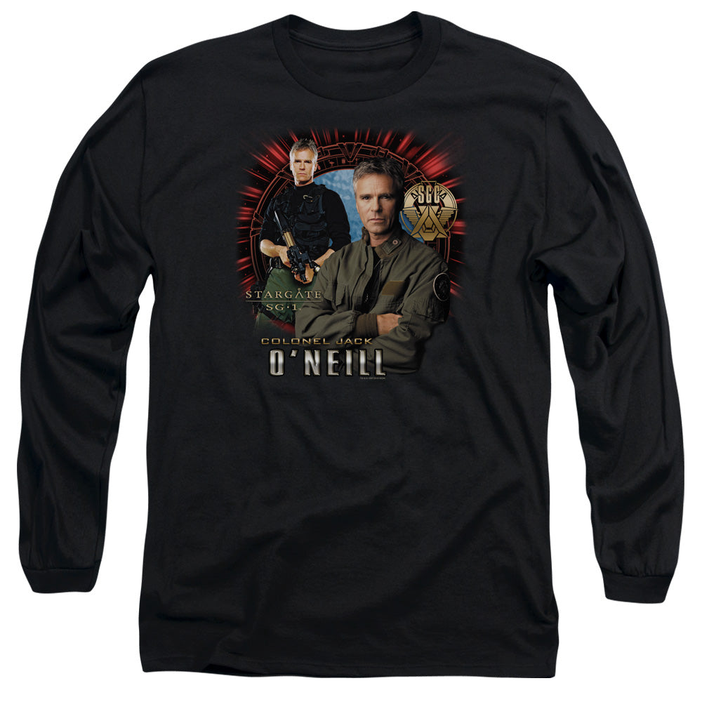 Sg1 - Jack Oneill - Long Sleeve Adult 18/1 - Black T-shirt