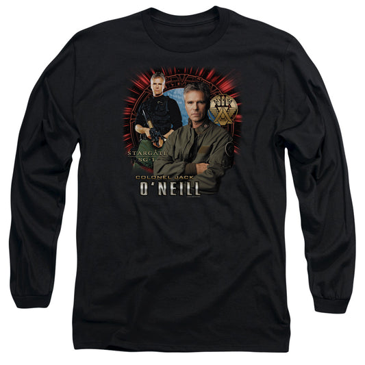 Sg1 - Jack Oneill - Long Sleeve Adult 18/1 - Black T-shirt