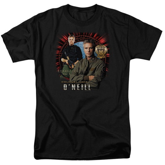 Sg1 - Jack Oneill - Short Sleeve Adult 18/1 - Black T-shirt