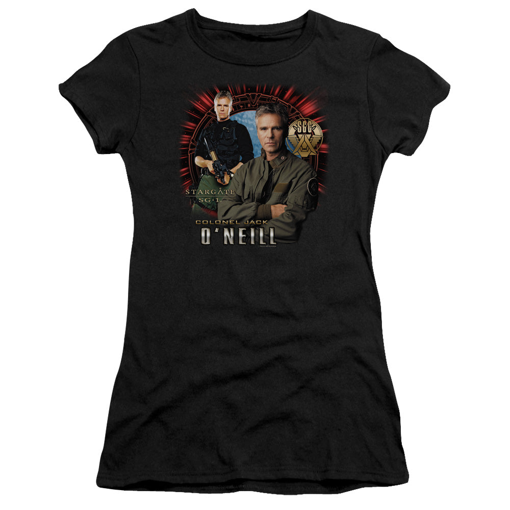 Sg1 - Jack Oneill - Short Sleeve Junior Sheer - Black T-shirt
