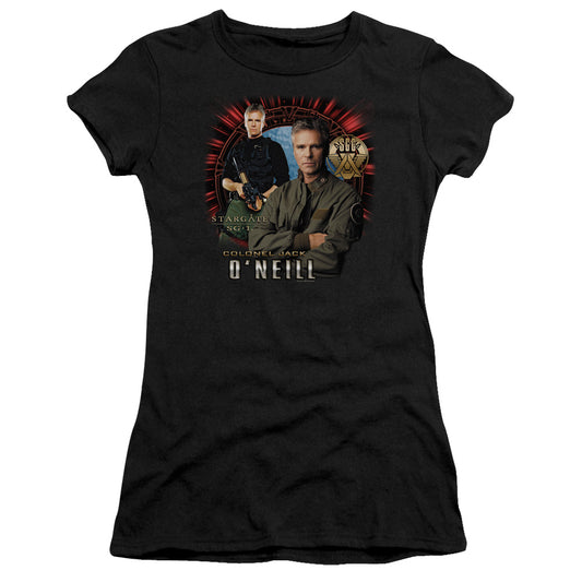 Sg1 - Jack Oneill - Short Sleeve Junior Sheer - Black T-shirt