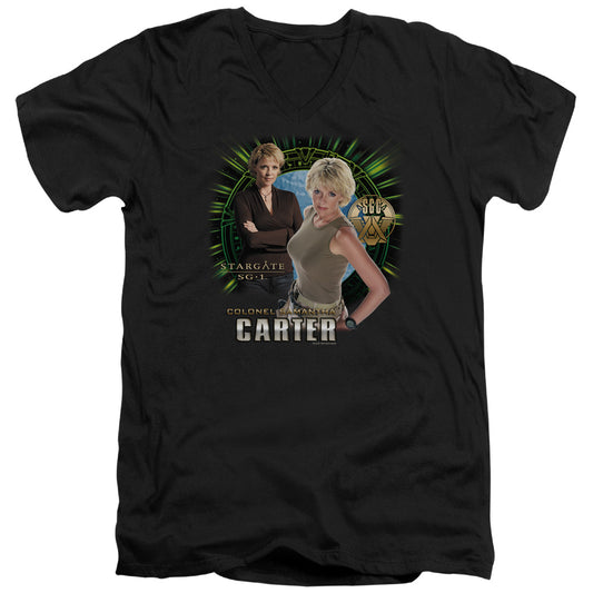 Sg1 - Samantha Carter - Short Sleeve Adult V-neck - Black T-shirt