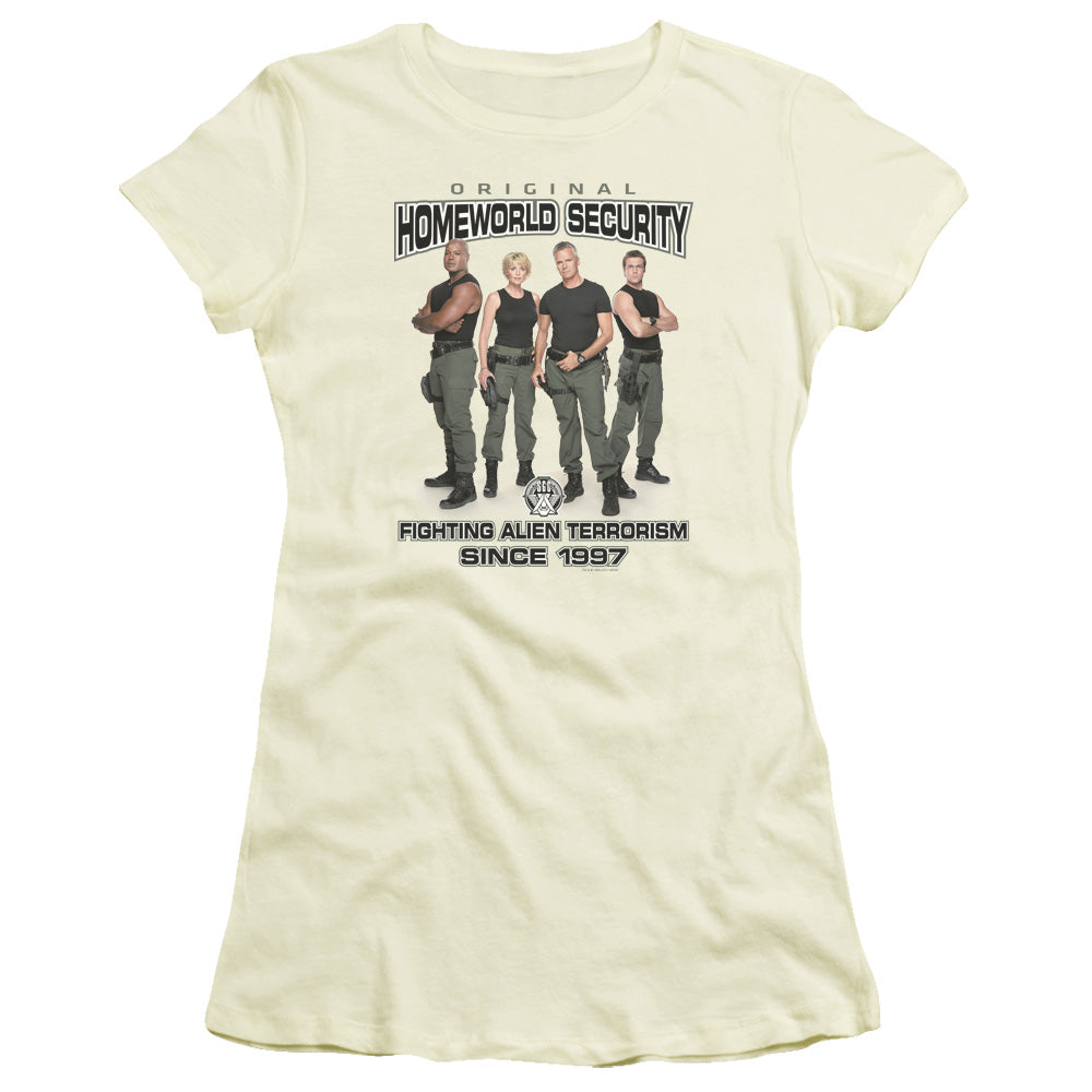 Sg1 - Homeworld Security - Short Sleeve Junior Sheer - Cream T-shirt
