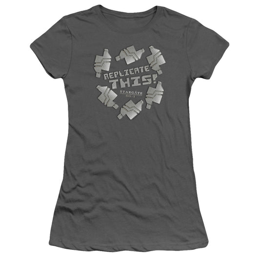 Sg1 - Replicate This - Short Sleeve Junior Sheer - Charcoal T-shirt