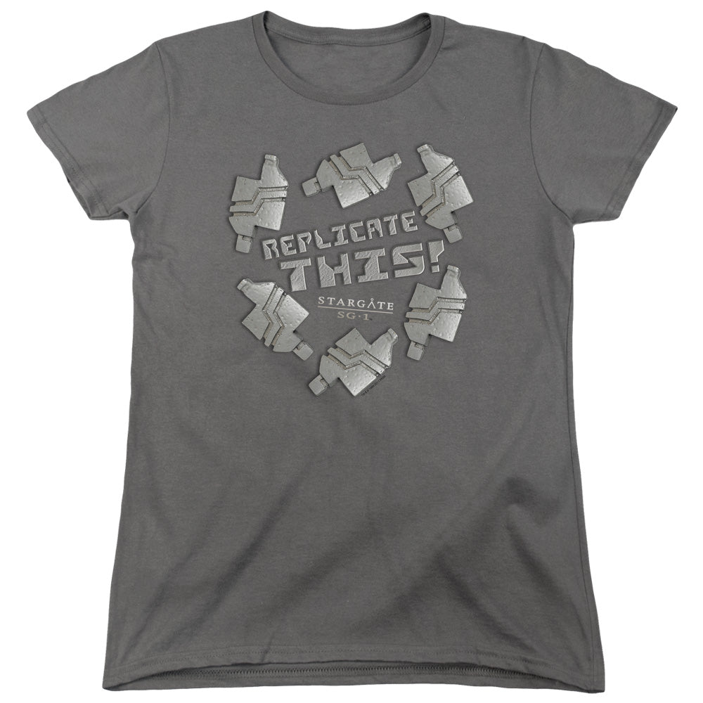 Sg1 - Replicate This - Short Sleeve Womens Tee - Charcoal T-shirt