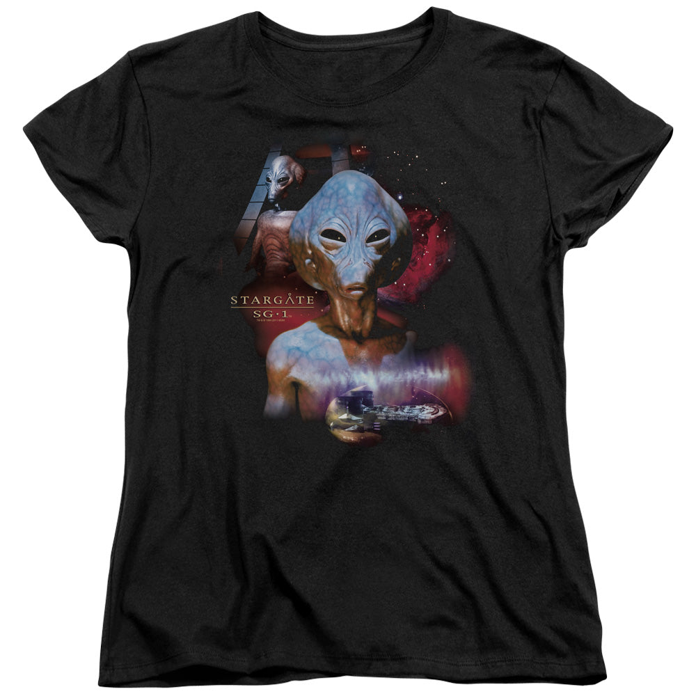 Sg1 - The Asgard - Short Sleeve Womens Tee - Black T-shirt
