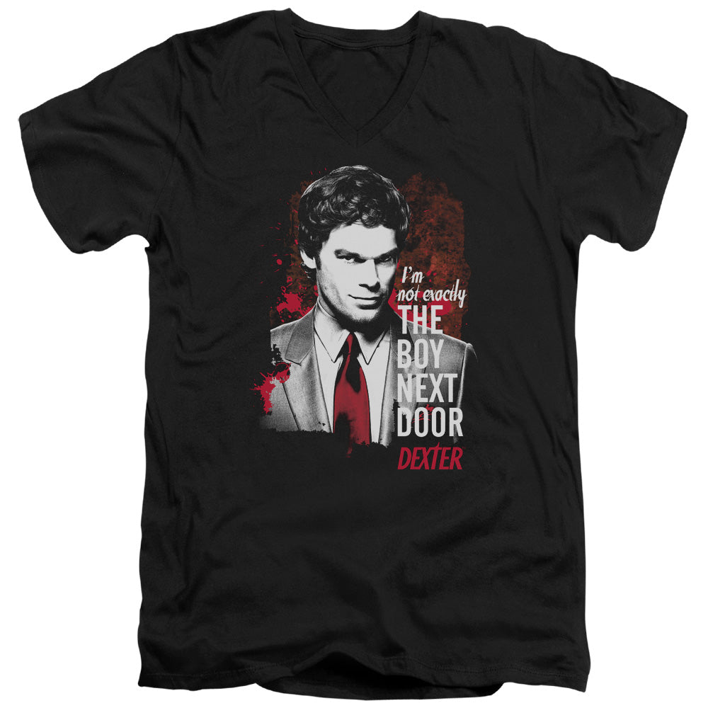 Dexter - Boy Next Door - Short Sleeve Adult V-neck - Black T-shirt