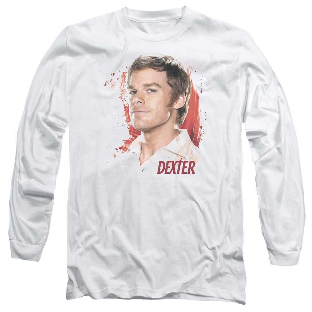 Dexter - Blood Splatter - Long Sleeve Adult 18/1 - White T-shirt
