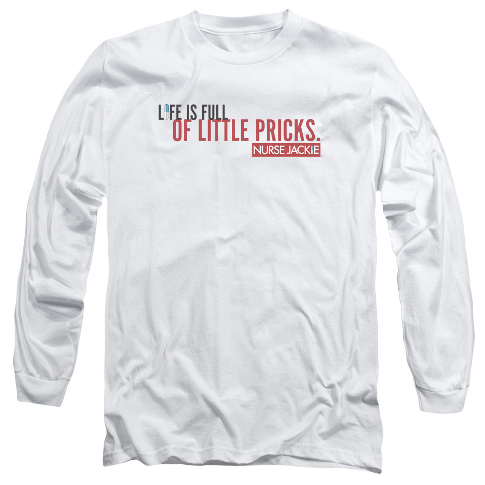 Nurse Jackie - Life Is Full - Long Sleeve Adult 18/1 - White T-shirt